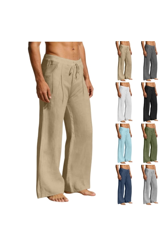Mens Pants Casual Cotton Lounge Pants with Pockets Summer Beach Baggy Sweatpants 2026 Navy-4 L