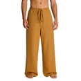 thumbnail image 1 of Stamzod Mens Pants Casual Elastic Waist Cotton Linen Trousers Wide Leg Summer Vacation Beach Pants with Pocket Men Clothing Yellow C L, 1 of 9