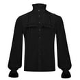 thumbnail image 1 of Stamzod Mens Pirate Shirt Long Sleeve Button Up Medieval Renaissance Costume Ruffled Mock Neck Steampunk Gothic Halloween Tops, 1 of 6