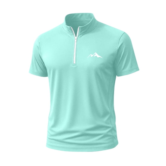 Stamzod Mens Quarter Zip Pullover Gym Shirts Summer Quick-Dry Short Sleeve Pullover Tops Casual Loose Fit Workout Shirt for Men Hot Pink L