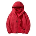 thumbnail image 1 of Stamzod Mens Rain Jacket with Hood Solid Color Waterproof Rain Coat and Detachable Fleece Jacket Winter Plus Size Casual Outdoor Hiking Windbreaker Jackets for Men Red XL, 1 of 9