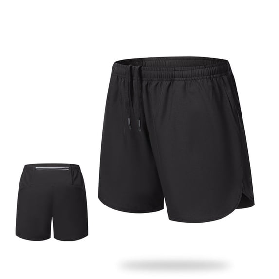 Stamzod Mens Running Shorts Quick Dry Workout Gym Shorts with Waist Pockets Outdoor Casual Activewear Black L