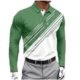 thumbnail image 1 of Stamzod Mens Shirt Casual Turndown Long Sleeve Pullover Graphic Tees Tops Button Workout Golf Shirts for Men Green C S, 1 of 5