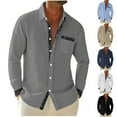thumbnail image 1 of Stamzod Mens Shirts Casual Solid Color Long Sleeve Button Up Shirt Men Beach Vacation Shirts with Pockets Navy-2 XXXL, 1 of 10