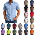 thumbnail image 1 of Stamzod Mens Shirts Casual Solid Short Sleeve Button Up Shirt Men Business Work Dress Shirts S-5Xl Red XL, 1 of 9