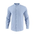 thumbnail image 1 of Stamzod Mens Shirts Long Sleeve Cotton and Linen Button Up Shirt Men Business Casual Work Shirts Light Blue-1 XXL, 1 of 7