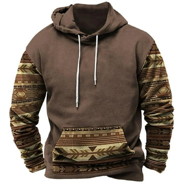 Stamzod Mens Shirts Long Sleeve Plus Size Drawstring Sweatshirt with Pockets Streetwear Print Hooded Sweatshirts Fall Winter Trendy Colthing on Clearance