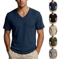 thumbnail image 1 of Stamzod Mens Shirts Summer V-Neck Corduroy Pullover Tops Loose Casual Short Sleeve T-Shirts Plus Size Men Clothing Army Green M, 1 of 9
