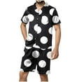 thumbnail image 1 of Stamzod Mens Short Sleeve Pajama Set Button Down 2 Piece Satin Pjs Shorts Set Print Soft Lightweight Comfy Sleepwear with Pockets, 1 of 5