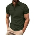 thumbnail image 1 of Stamzod Mens Short Sleeve Shirts Summer Solid Color Turndown Pullover Tops Business Casual Work Shirts for Men Army Green M, 1 of 7
