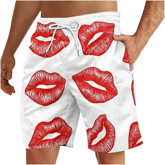 Stamzod Mens Shorts Oversize Beach Shorts Soft Elastic Waist Bottoms Print Swimwear Beachwear Boardshorts on Clearance