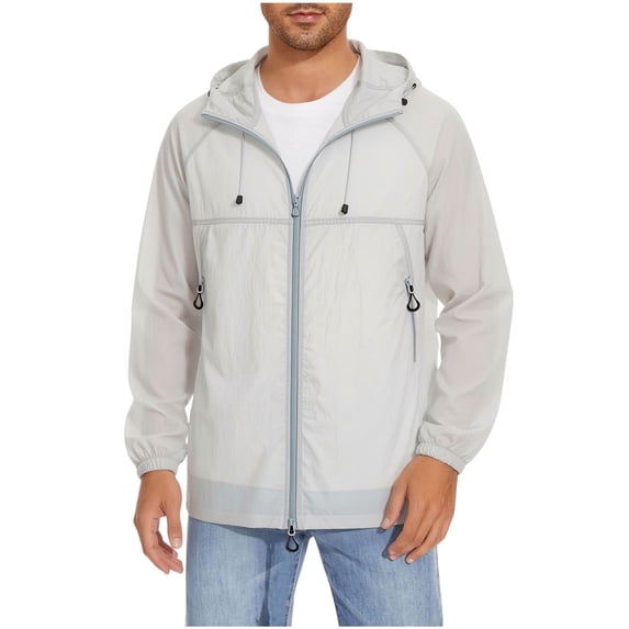 Stamzod Mens Sun Protection Hoodie Jacket Long Sleeve Zip Up Fishing Jackets Lightweight Outdoor Hiking Rash Guard Windbreaker Green L