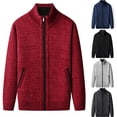thumbnail image 1 of Stamzod Mens Sweaters Jackets Solid Color Long Sleeve Zip Up Sweater Outwear with Pocket Casual Thicked Warm Sweater for Men Wine-5 XXL, 1 of 3