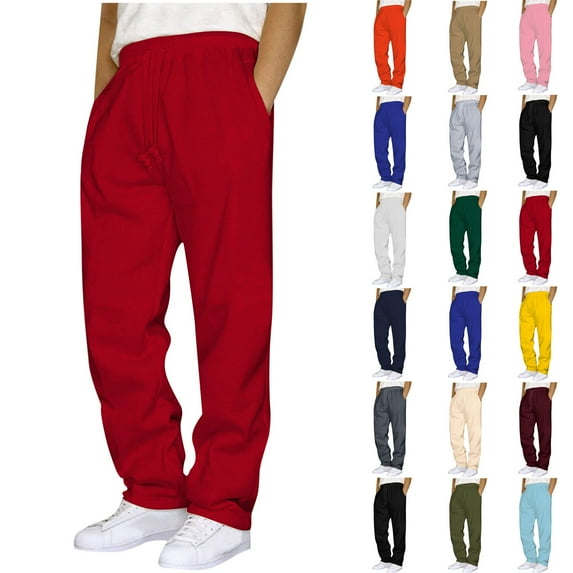 Stamzod Mens Sweatpants with Pockets Solid Color Elastic Waist Athletic Track Pants Men Casual Running Baggy Sweatpants Pink C XXXXXL