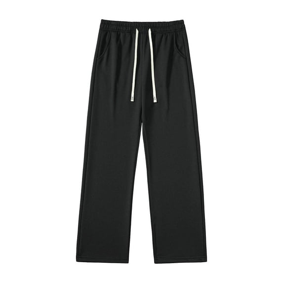 Stamzod Mens Sweatpants with Pockets Solid Color Straight Leg Baggy Pants Drawstring Casual Oversized Athletic Pants for Men Black D XXXXXL