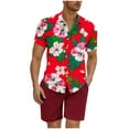 thumbnail image 1 of Stamzod Mens Sweatsuits 2 Piece Set Summer Short Sleeve Hawaiian Shirt and Shorts Sets Casual Plus Size Vacation Short Sets for Men Red C M, 1 of 5