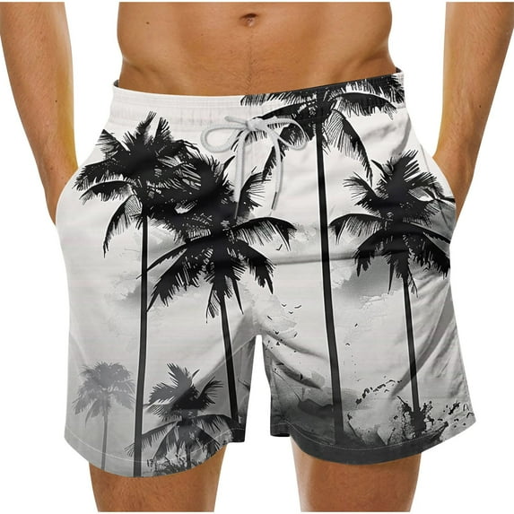 Stamzod Mens Swim Trunks Hawaiian Tropical Print Summer Vacation Beach Shorts for Men Casual Loose Oversized Swimwear with Pocket Multicolor AA XL