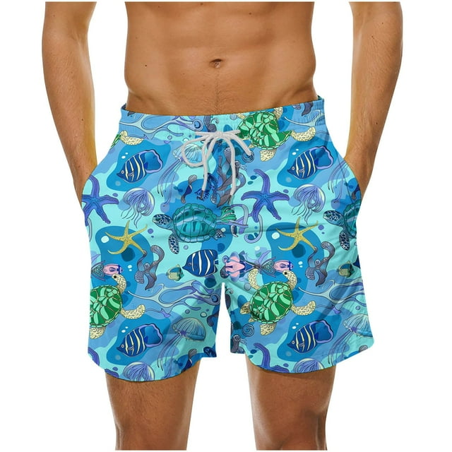 Summer Savings! Stamzod Mens Swim Trunks Plus Size Quick Dry Hawaii Beach Mens Shorts Casual Funny Printed Mens Shorts With Drawstring Pockets On Clearance