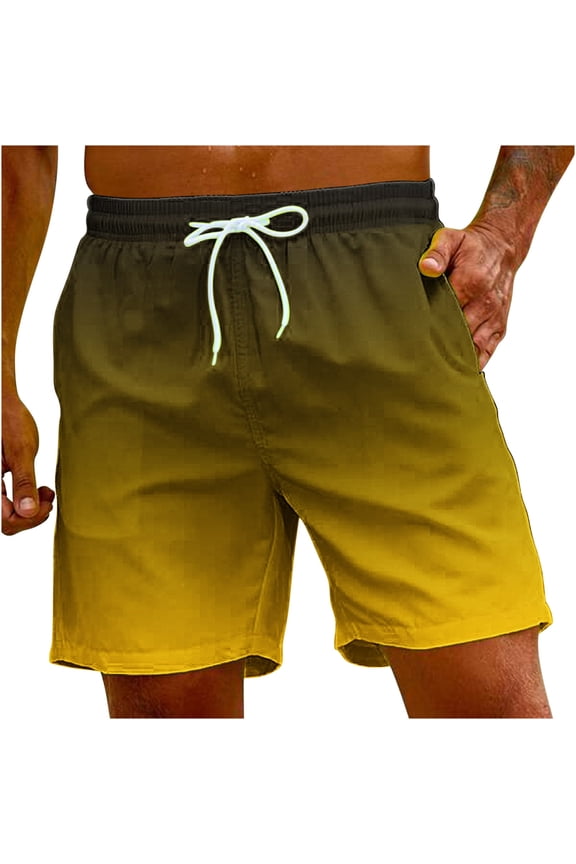Mens Swim Trunks Quick Dry Plus Size Swim Shorts with Drawstring Pocket Multicolor Print Mens Beach Shorts Swimwear on Clearance