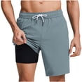 thumbnail image 1 of Stamzod Mens Swim Trunks with Compression Liner Beach Bathing Suit Quick Dry Swimming Trunks Swimsuit Army Green M, 1 of 6