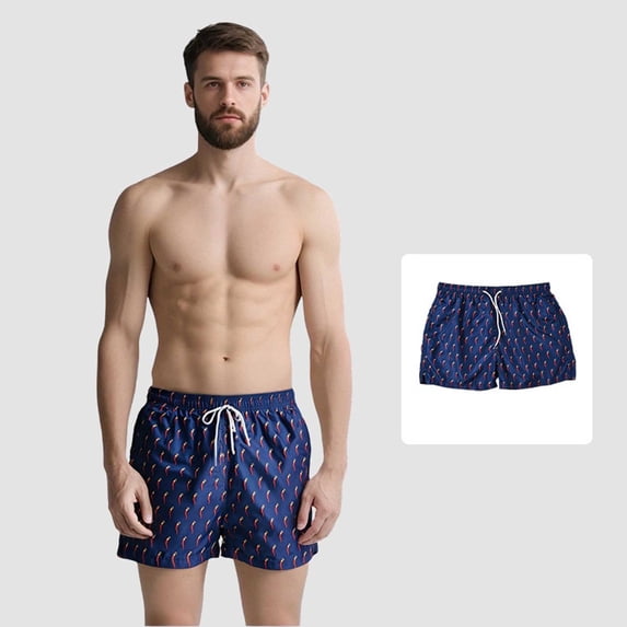 Stamzod Mens Swimming Trunks 2 In 1 Beach Swim Shorts Quick Dry Bathing Suits with Pockets Navy M