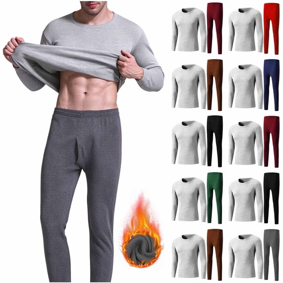 Stamzod Mens Thermal Underwear Fleece Lined Soft Warm Long Johns Set Winter Base Layer Top & Bottom for Cold Weather