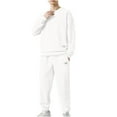 thumbnail image 1 of Stamzod Mens Track Suits 2 Piece Set Solid Color Long Sleeve Crewneck Sweatshirt and Sweatpants Casual Plus Size Jogging Suit for Men with Pocket White XXXXL, 1 of 3