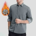 thumbnail image 1 of Stamzod Mens Winter Shirts Solid Color Long Sleeve Fleece Lined Button Up Shirt Men 2025 Trendy Fashion Officewear Business Casual Tops Gray B XXL, 1 of 5