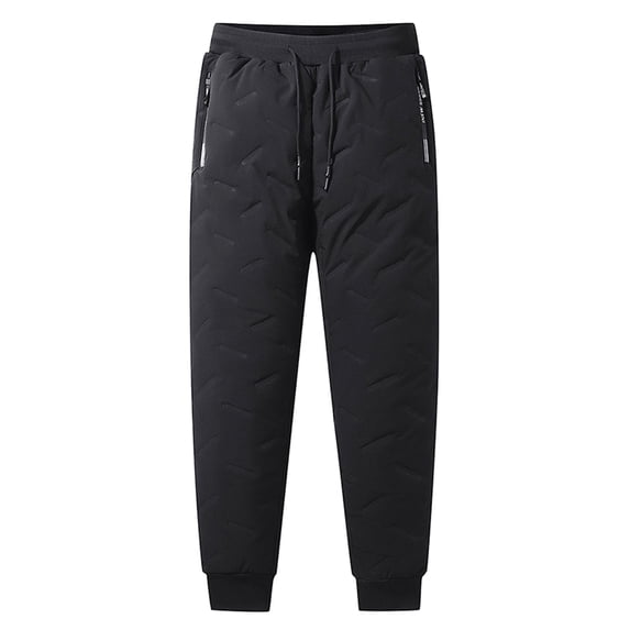 Stamzod Mens Winter Warm Sweatpants Fleece Lined Slim Fit Track Pants Plus Size Active Thermal Joggers with Zipper Pockets on Clearance