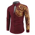 thumbnail image 1 of Stamzod Menslong Sleeve Dress Shirts Retro Print Button Down Compression Shirts for Men Slim Fit Wrinkle-Free Fall Winter Shirts Outdoor Streetwear On, 1 of 6