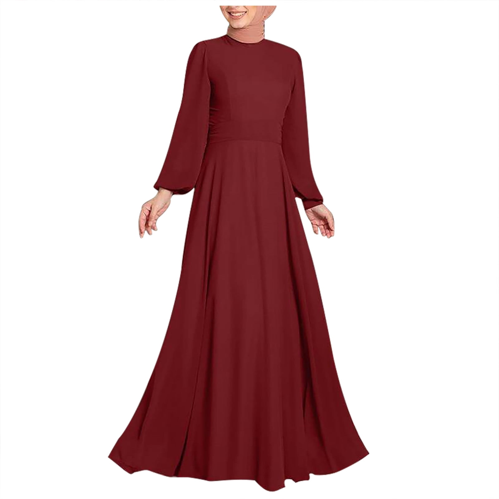knee length dresses for ladies Elegant Turkish Blue V-Neck Long Dress main image 1