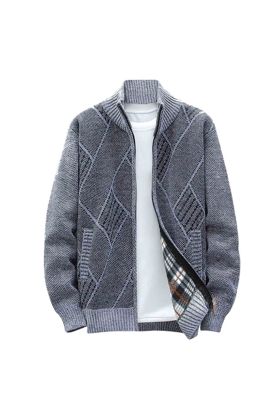 New Sweaters Coats Men Winter Thicker Knitted Cardigan Sweatercoats Slim Fit Mens Knit Warm Sweater Jackets Men Knit Clothes Gray XL