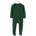 thumbnail image 1 of Stamzod Newborn Winter Outfit Baby Girl Footed Romper Solid Long Sleeve Pajamas Bodysuit Full Zip Up Cotton Fall Winter Toddler Jumpsuit, 1 of 2