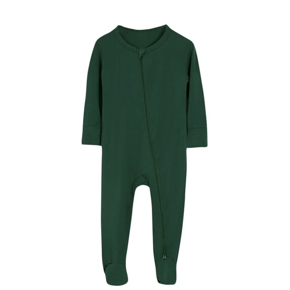 Stamzod Newborn Winter Outfit Baby Girl Footed Romper Solid Long Sleeve Pajamas Bodysuit Full Zip Up Cotton Fall Winter Toddler Jumpsuit