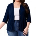 thumbnail image 1 of Stamzod Oversized Cardigans for Women 3/4 Length Sleeve Lightweight Summer Cardigan Open Front Button Up Cover Up Tops Navy B XXXXL, 1 of 6