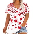 thumbnail image 1 of Stamzod Oversized Graphic Tshirts for Women Lover Heart Summer V Neck Pullover Tops Short Sleeve Loose Casual Plus Size Shirts for Women Red E XXXL, 1 of 5