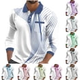 thumbnail image 1 of Stamzod Oversized Gym Shirts for Men Fashion Strip Printed Turndown Long Sleeve Shirts Casual Athletic Shirts for Men Dark Gray L, 1 of 4