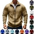 thumbnail image 1 of Stamzod Oversized Jackets for Men Solid Color Turndown Long Sleeve Zip Up Jacket Coat with Pocket Casual Active Sports Windbreaker Mens Fall Clothes Dark Gray L, 1 of 5