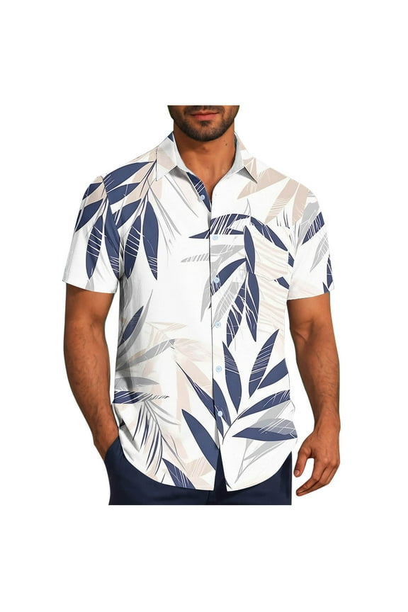 Oversized Shirt Men Hawaiian Shirt for Men Summer Beach Casual Short Sleeve Button Down Shirts Fashion Printed Tropical Vacation Shirts Purple A S