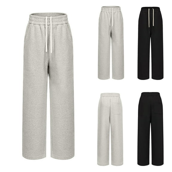 Stamzod Oversized Sweatpants for Men Solid Color Elastic Waist Drawstring Athletic Pants Casual Workout Pants for Men with Pockets Black H XXXL