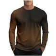 thumbnail image 1 of Stamzod Oversized Tshirts for Men Fashion Gardient Printed Crewneck Long Sleeve Shirt Casual Workout Shirts for Men Brown B XXXXL, 1 of 5