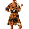 thumbnail image 1 of Stamzod Pajama Dress for Women Short Sleeve Halloween Night Gown with Pocket Ruffled V-Neck Short Sleep Shirt S, 1 of 5