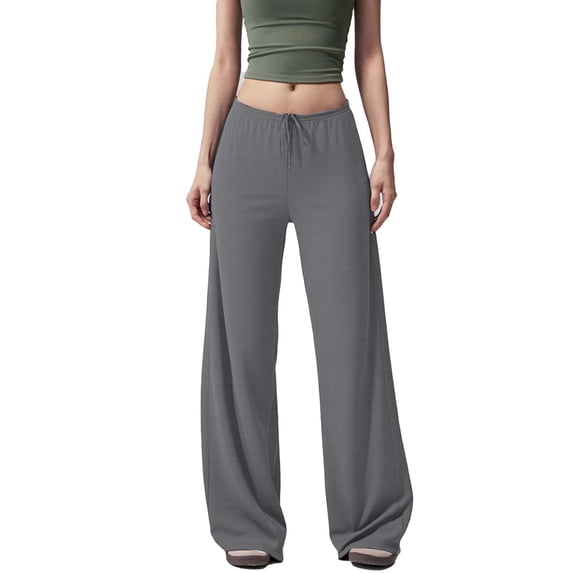 Stamzod Palazzo Pants for Women Solid Color Summer Flowy Pants Csaual Straight Wide-Leg Trousers Womens Beach Vacation Clothes Gray J S