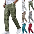 thumbnail image 1 of Stamzod Plaid Pants for Men Casual Work Dress Pants Stretch Straight Leg Trousers with Pockets Khaki M, 1 of 10