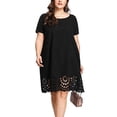 thumbnail image 1 of Stamzod Plus Size Dress For Women Plus Size Fashion Solid Short Sleeve Hollow Out Casual Dress Clearance, 1 of 8