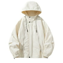 Stamzod Plus Size Rain Coats for Men Waterproof Full-Zip Rain Jacket Men Casual Windbreaker Jackets for Outdoor Travel Hiking(Available in Big & Tall) Beige L