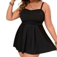 thumbnail image 1 of Stamzod Plus Size Swimsuit for Women Swim Dress with with Bottom Tummy Control Swimdress Skirt Bathing Suit Black XXXXL, 1 of 7