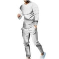 thumbnail image 1 of Stamzod Plus Size Track Suits Mens 2 Piece Gradient Crewneck Long Sleeve T Shirt and Gym Pants Men Casual Long Sets Outfits Gray D L, 1 of 5