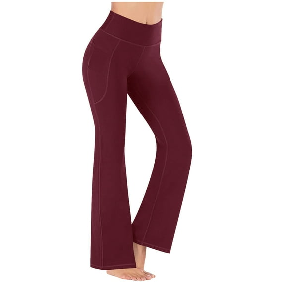 Stamzod Plus Size Womens Leggings with Pocket Solid Color High Waisted Seamless Stretch Yoga Pants Trendy Fall Fashion Women Casual Workout Leggings Red S