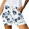 thumbnail image 1 of Stamzod Plus Size Womens Shorts Summer Floral Printing Elastic Waist Shorts with Pocket Casual Drawstring Shorts for Women White XXL, 1 of 4